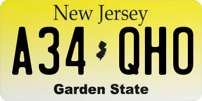 NJ license plate A34QHO