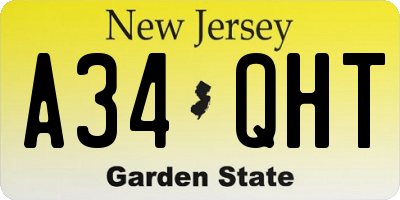 NJ license plate A34QHT