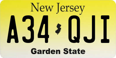 NJ license plate A34QJI