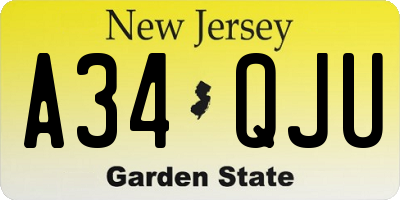 NJ license plate A34QJU