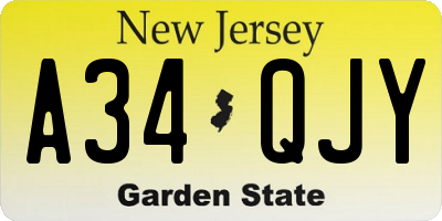 NJ license plate A34QJY