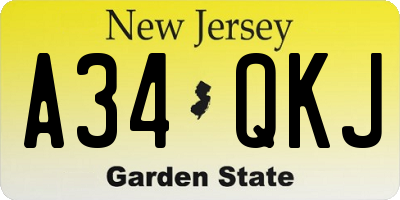 NJ license plate A34QKJ