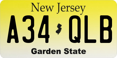 NJ license plate A34QLB