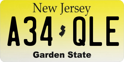 NJ license plate A34QLE