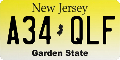 NJ license plate A34QLF