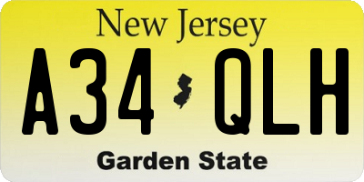 NJ license plate A34QLH