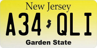 NJ license plate A34QLI