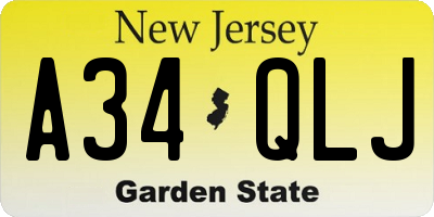 NJ license plate A34QLJ