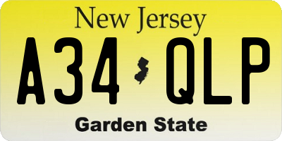 NJ license plate A34QLP