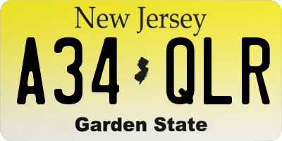NJ license plate A34QLR