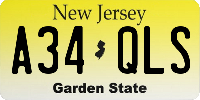 NJ license plate A34QLS