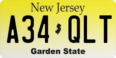 NJ license plate A34QLT