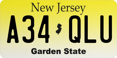 NJ license plate A34QLU