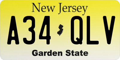 NJ license plate A34QLV