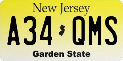 NJ license plate A34QMS