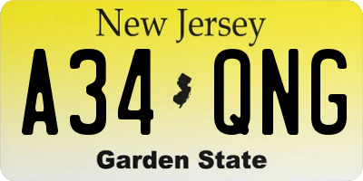 NJ license plate A34QNG
