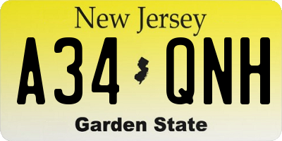 NJ license plate A34QNH