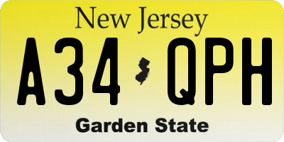 NJ license plate A34QPH