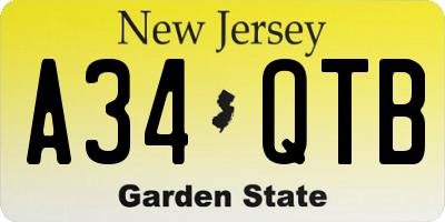NJ license plate A34QTB