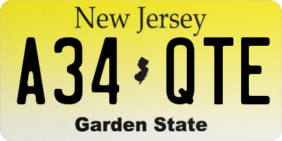 NJ license plate A34QTE