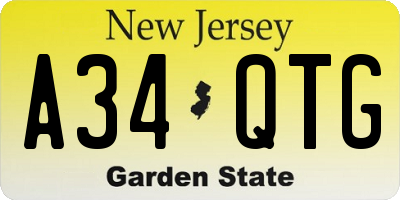 NJ license plate A34QTG