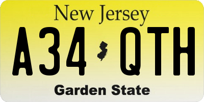 NJ license plate A34QTH