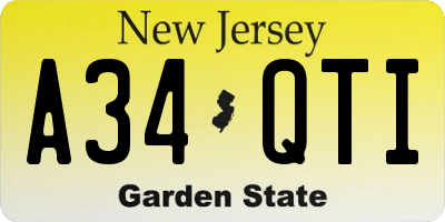 NJ license plate A34QTI