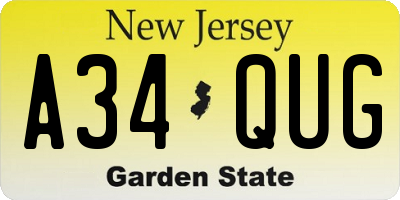 NJ license plate A34QUG