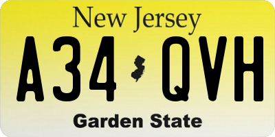 NJ license plate A34QVH