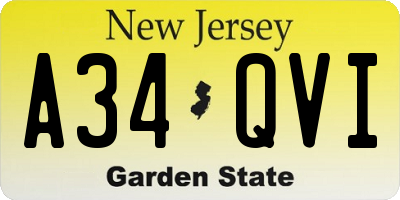 NJ license plate A34QVI