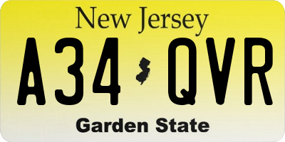 NJ license plate A34QVR