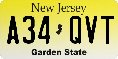 NJ license plate A34QVT