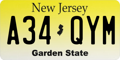 NJ license plate A34QYM