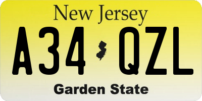 NJ license plate A34QZL