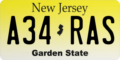 NJ license plate A34RAS