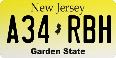 NJ license plate A34RBH
