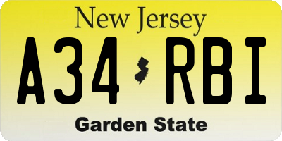 NJ license plate A34RBI