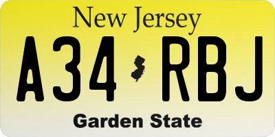 NJ license plate A34RBJ