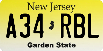 NJ license plate A34RBL