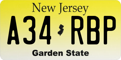NJ license plate A34RBP