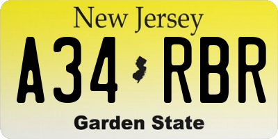 NJ license plate A34RBR