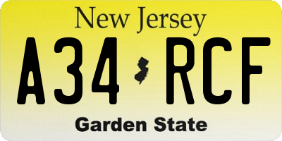 NJ license plate A34RCF
