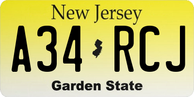 NJ license plate A34RCJ