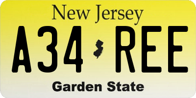 NJ license plate A34REE
