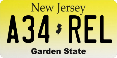NJ license plate A34REL