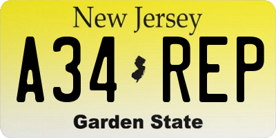 NJ license plate A34REP