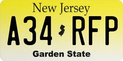 NJ license plate A34RFP