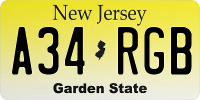 NJ license plate A34RGB