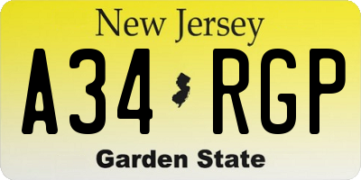 NJ license plate A34RGP