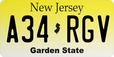 NJ license plate A34RGV